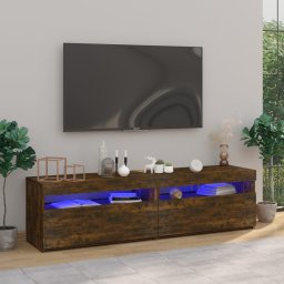 Gossi comoda tv cu lumini led, 2 buc., stejar afumat, 75x35x40 cm