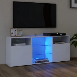 Gossi comoda tv cu lumini led, alb extralucios, 120x30x50 cm