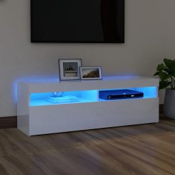 Gossi comoda tv cu lumini led, alb extralucios, 120x35x40 cm