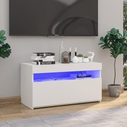 Gossi comoda tv cu lumini led, alb extralucios, 75x35x40 cm