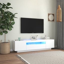Gossi comoda tv cu lumini led, alb, 160x35x40 cm