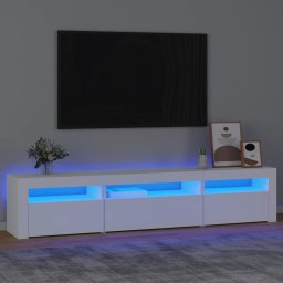 Gossi comoda tv cu lumini led, alb, 195x35x40 cm