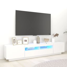 Gossi comoda tv cu lumini led, alb, 200x35x40cm