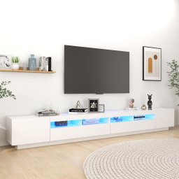 Gossi comoda tv cu lumini led, alb, 300x35x40cm