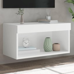 Gossi comoda tv cu lumini led, alb, 60x30x30 cm