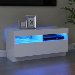 Gossi comoda tv cu lumini led, alb, 80x35x40 cm