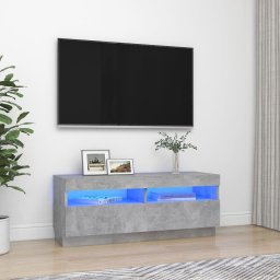 Gossi comoda tv cu lumini led, gri beton, 100x35x40 cm
