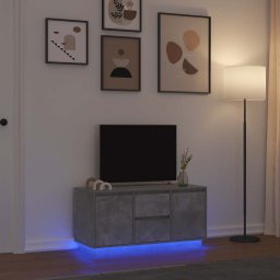 Gossi comoda tv cu lumini led, gri beton, 100x41x50 cm
