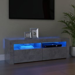 Gossi comoda tv cu lumini led, gri beton, 120x35x40 cm
