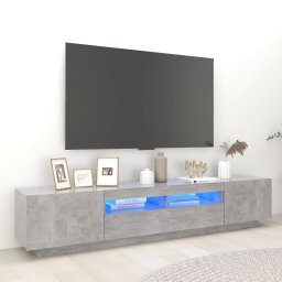 Gossi comoda tv cu lumini led, gri beton, 200x35x40 cm