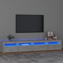 Gossi comoda tv cu lumini led, gri beton, 240x35x40 cm