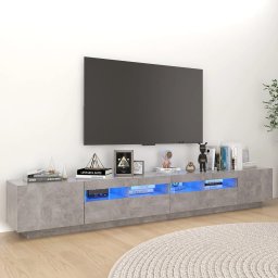 Gossi comoda tv cu lumini led, gri beton, 260x35x40 cm