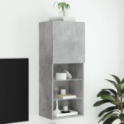 Gossi comoda tv cu lumini led, gri beton, 40,5x30x102 cm
