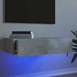 Gossi comoda tv cu lumini led, gri beton, 60x35x15,5 cm