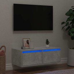Gossi comoda tv cu lumini led, gri beton, 75x35,5x25 cm