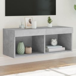 Gossi comoda tv cu lumini led, gri beton, 80x30x30 cm