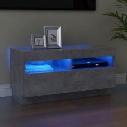 Gossi comoda tv cu lumini led, gri beton, 80x35x40 cm