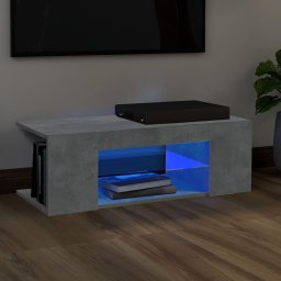 Gossi comoda tv cu lumini led, gri beton, 90x39x30 cm