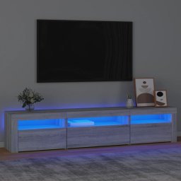 Gossi comoda tv cu lumini led, gri sonoma, 195x35x40 cm
