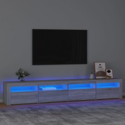 Gossi comoda tv cu lumini led, gri sonoma, 240x35x40cm