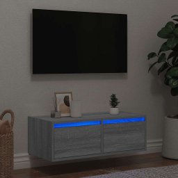 Gossi comoda tv cu lumini led, gri sonoma, 75x35,5x25 cm