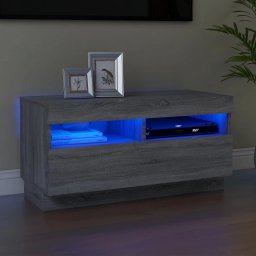 Gossi comoda tv cu lumini led, gri sonoma, 80x35x40 cm