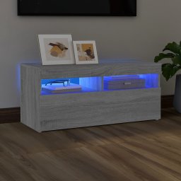 Gossi comoda tv cu lumini led, gri sonoma, 90x35x40 cm