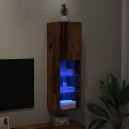 Gossi comoda tv cu lumini led, lemn vechi, 30,5x30x102 cm