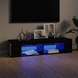 Gossi comoda tv cu lumini led, negru, 135x39x30 cm