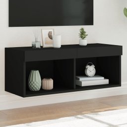 Gossi comoda tv cu lumini led, negru, 80x30x30 cm