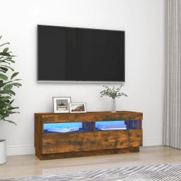 Gossi comoda tv cu lumini led, stejar fumuriu, 100x35x40 cm