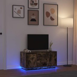 Gossi comoda tv cu lumini led, stejar fumuriu, 100x41x50 cm