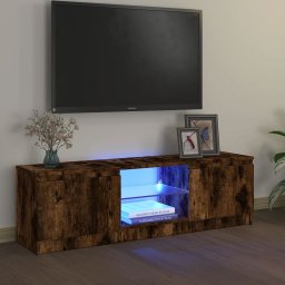 Gossi comoda tv cu lumini led, stejar fumuriu, 120x30x35,5 cm
