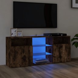 Gossi comoda tv cu lumini led, stejar fumuriu, 120x30x50 cm