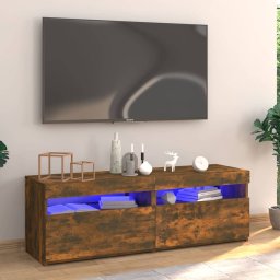 Gossi comoda tv cu lumini led, stejar fumuriu, 120x35x40 cm