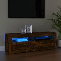 Gossi comoda tv cu lumini led, stejar fumuriu, 120x35x40 cm