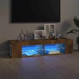 Gossi comoda tv cu lumini led, stejar fumuriu, 135x39x30 cm
