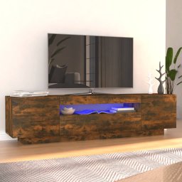 Gossi comoda tv cu lumini led, stejar fumuriu, 160x35x40 cm