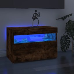 Gossi comoda tv cu lumini led, stejar fumuriu, 60x35x40 cm