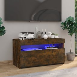 Gossi comoda tv cu lumini led, stejar fumuriu, 75x35x40 cm
