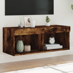 Gossi comoda tv cu lumini led, stejar fumuriu, 80x30x30 cm