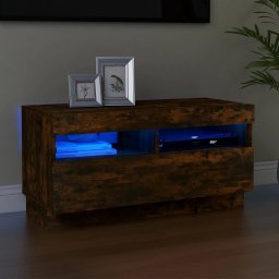 Gossi comoda tv cu lumini led, stejar fumuriu, 80x35x40 cm