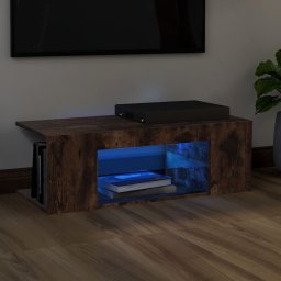 Gossi comoda tv cu lumini led, stejar fumuriu, 90x39x30 cm