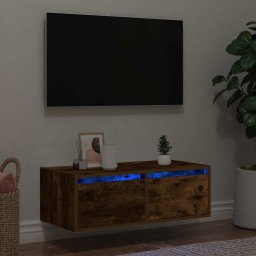 Gossi comoda tv cu lumini led, stejar fumuriu,75x35,5x25 cm
