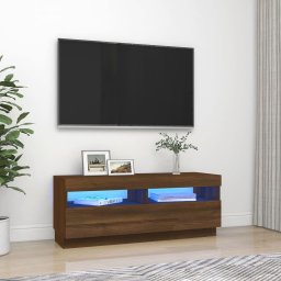 Gossi comoda tv cu lumini led, stejar maro, 100x35x40 cm