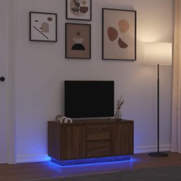 Gossi comoda tv cu lumini led, stejar maro, 100x41x50 cm
