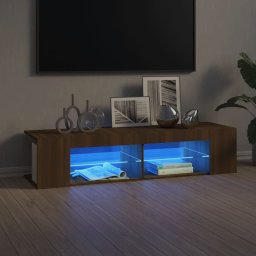 Gossi comoda tv cu lumini led, stejar maro, 135x39x30 cm