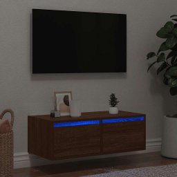 Gossi comoda tv cu lumini led, stejar maro, 75x35,5x25 cm