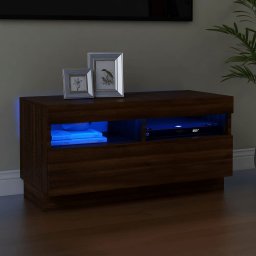 Gossi comoda tv cu lumini led, stejar maro, 80x35x40 cm