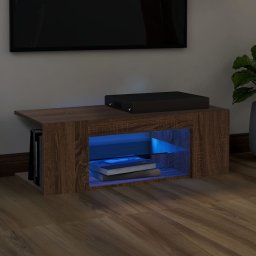 Gossi comoda tv cu lumini led, stejar maro, 90x39x30 cm